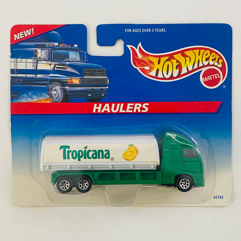 1997 Hot Wheels Haulers Tropicana Camión Trailer verde con blanco 7SP