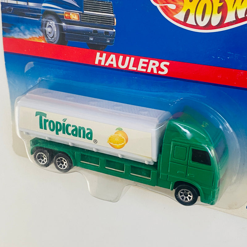 1997 Hot Wheels Haulers Tropicana Camión Trailer verde con blanco 7SP