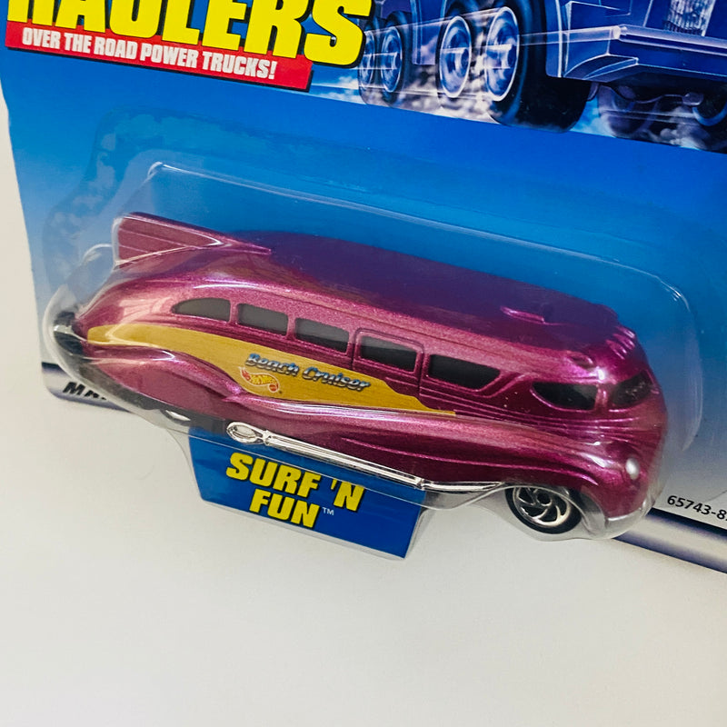 2000 Hot Wheels Haulers Surf N Fun Beach Cruiser Art Deco Bus granate SB