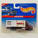 1998 Hot Wheels Haulers Whoppers Camión Trailer marrón con blanco 7SP