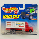1999 Hot Wheels Haulers Fisher Price Camión Trailer rojo con blanco 7SP