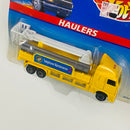 1997 Hot Wheels Haulers Telephone Maintenance Camión de Mantenimiento amarillo 7SP