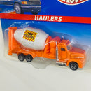 1998 Hot Wheels Haulers HW Cement Camión Mezcladora de Cemento naranja con blanco 7SP