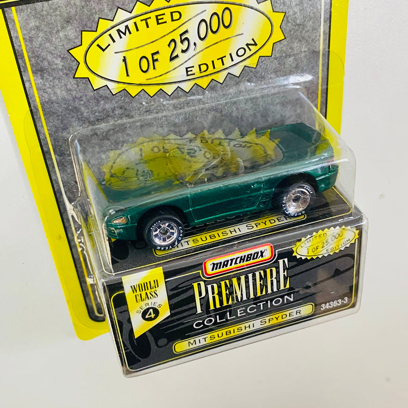 1996 Matchbox Premiere Collection World Class Limited Edition 1/25,000 Mitsubishi Spyder verde Llantas de Goma