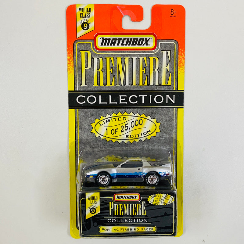 1997 Matchbox Premiere Collection World Class Limited Edition 1/25,000 Pontiac Firebird Racer plata Llantas de Goma - Detalle Burbuja