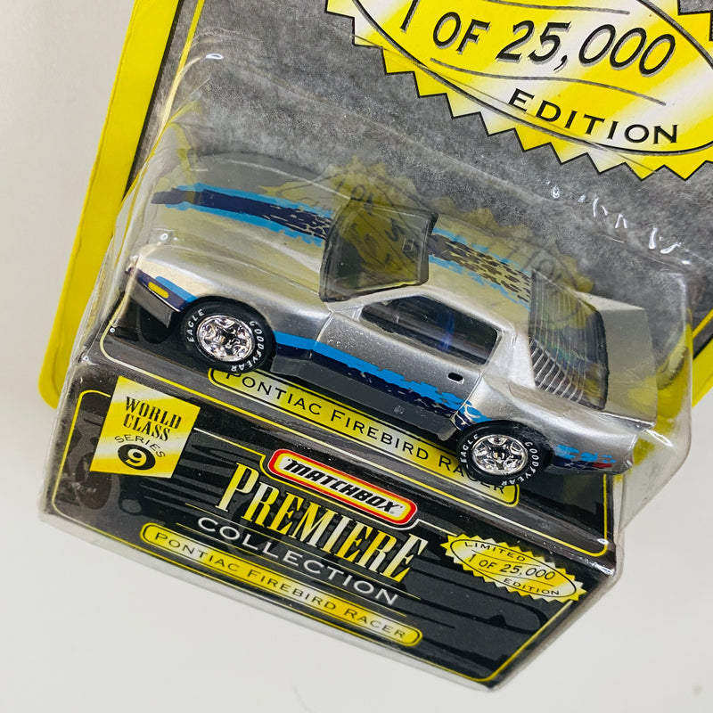 1997 Matchbox Premiere Collection World Class Limited Edition 1/25,000 Pontiac Firebird Racer plata Llantas de Goma - Detalle Burbuja