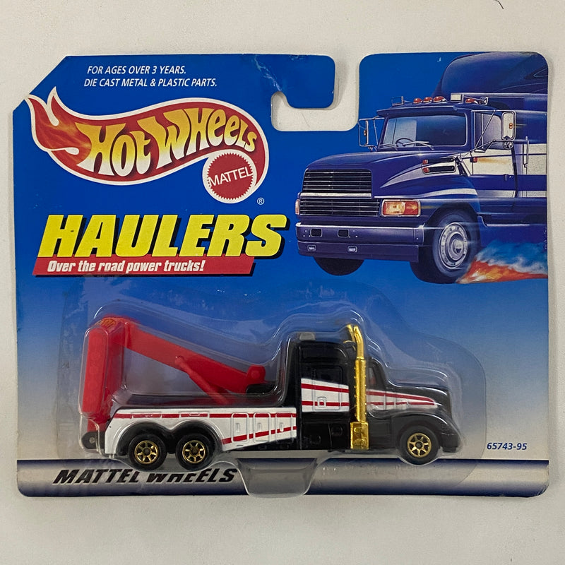 1999 Hot Wheels Haulers Camión Trailer de Construcción negro con rojo 7SP