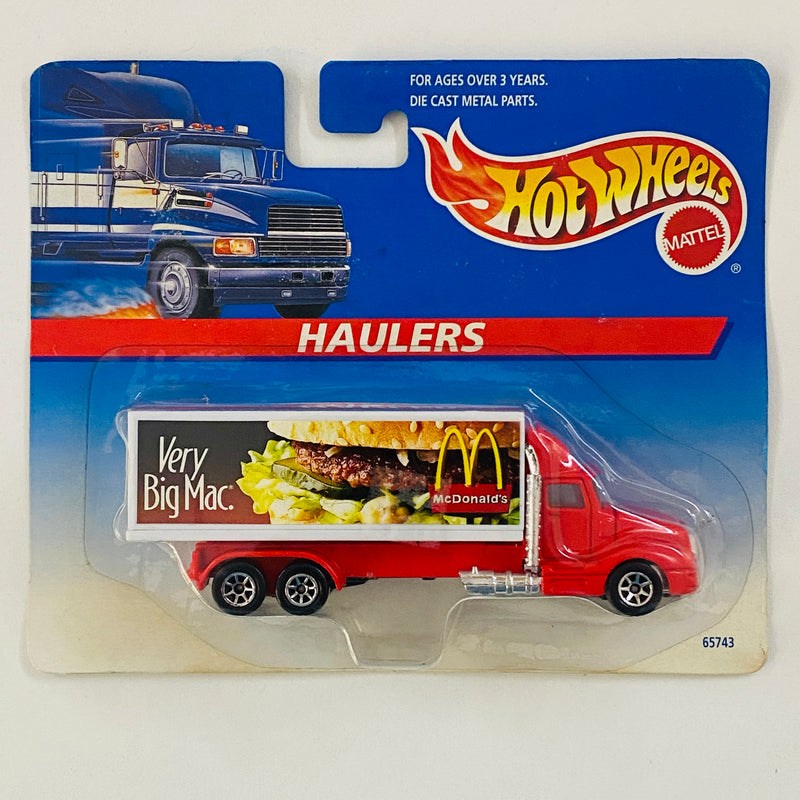 1997 Hot Wheels Haulers McDonalds Very Big Mac Camión Trailer rojo con blanco 7SP