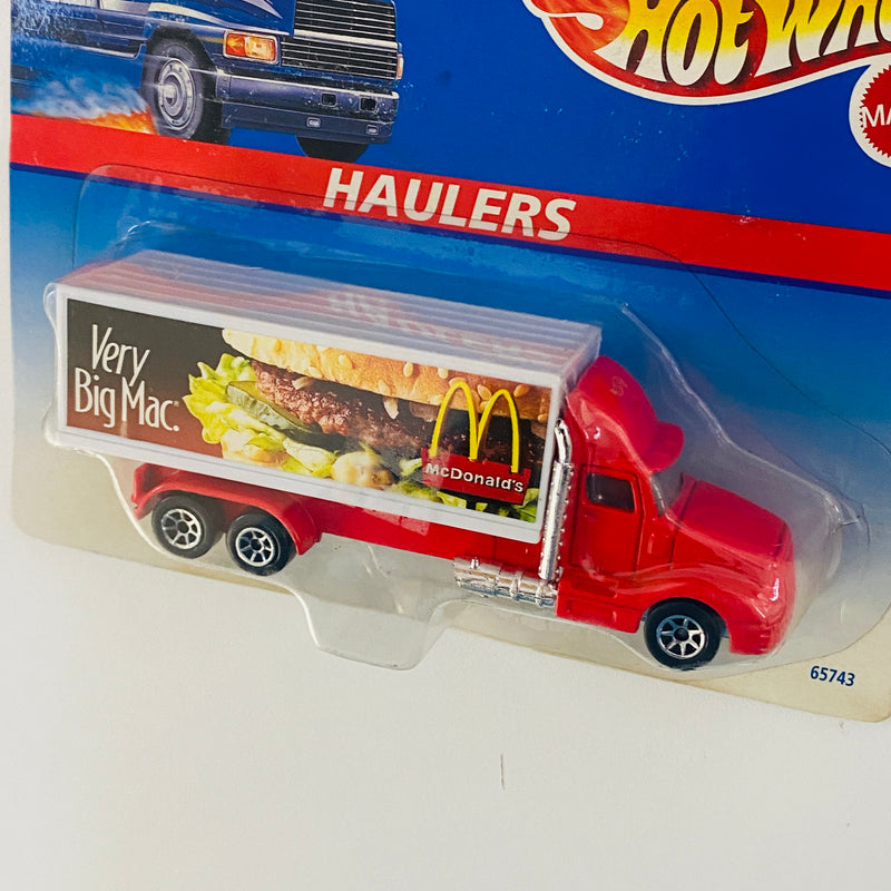 1997 Hot Wheels Haulers McDonalds Very Big Mac Camión Trailer rojo con blanco 7SP