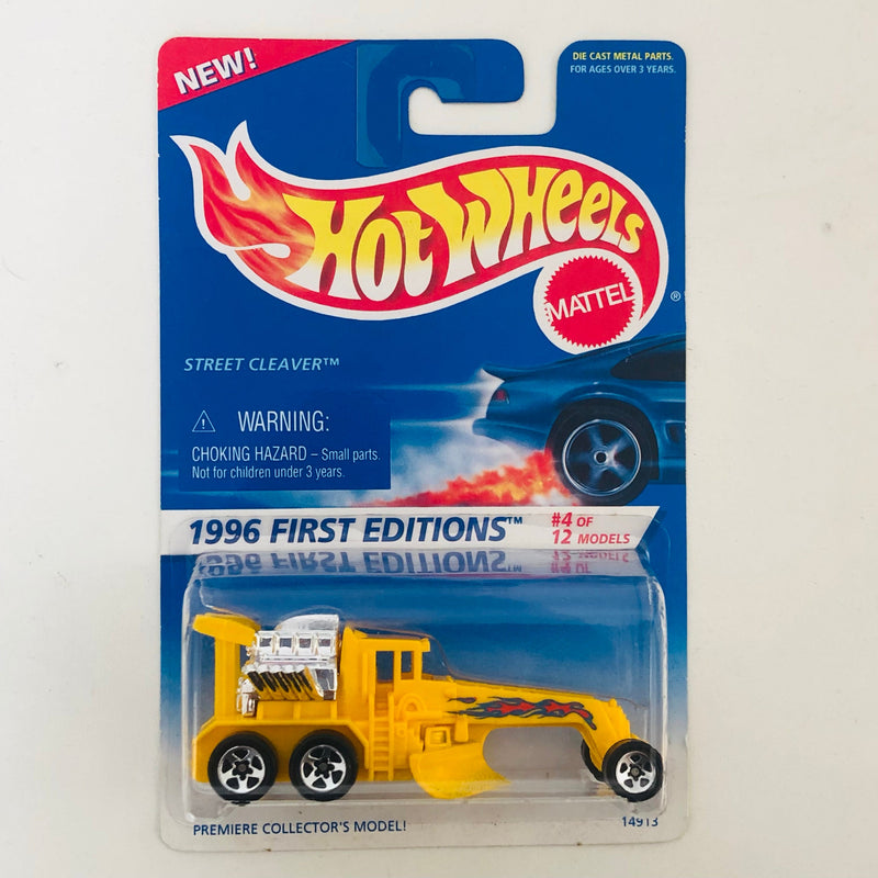 1996 Hot Wheels First Editions Street Cleaver amarillo con flamas 5SP