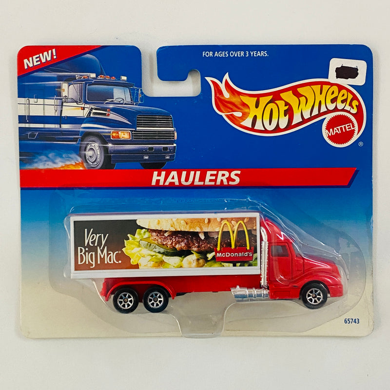 1997 Hot Wheels Haulers New McDonalds Very Big Mac Camión Trailer rojo con blanco 7SP