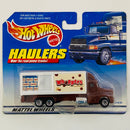 1998 Hot Wheels Haulers Whoppers Malted Milk Ball Candy Camión Trailer marrón con blanco 7SP