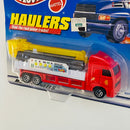 1999 Hot Wheels Haulers Rescue Engine Camión Trailer Bombero rojo con blanco 7SP