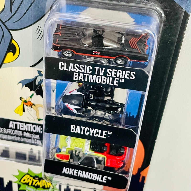 2021 Jada Nano Hollywood Rides Batman Classic TV Series 3 Pack Set de 3 - Classic TV Series Batmobile, Batcycle, Jokermobile