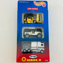 1997 Hot Wheels Collector Edition McKee's Little Debbie Exclusive Series II 3 Pack Set de 3 - CAT Forklift, Jeep CJ, Kenworth Thunder Roller