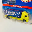 1998 Hot Wheels Haulers Super Bubble Camión Trailer amarillo con azul 7SP - Detalle Empaque
