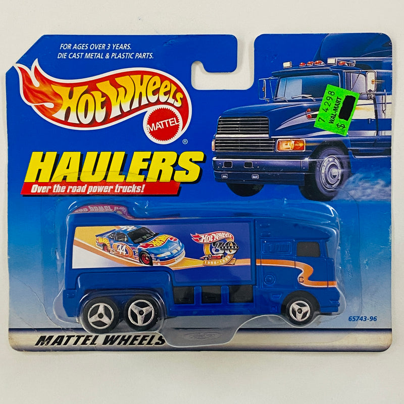 1999 Hot Wheels Haulers NASCAR 30 Anniversary Camión Trailer Conmemorativo azul 3SP