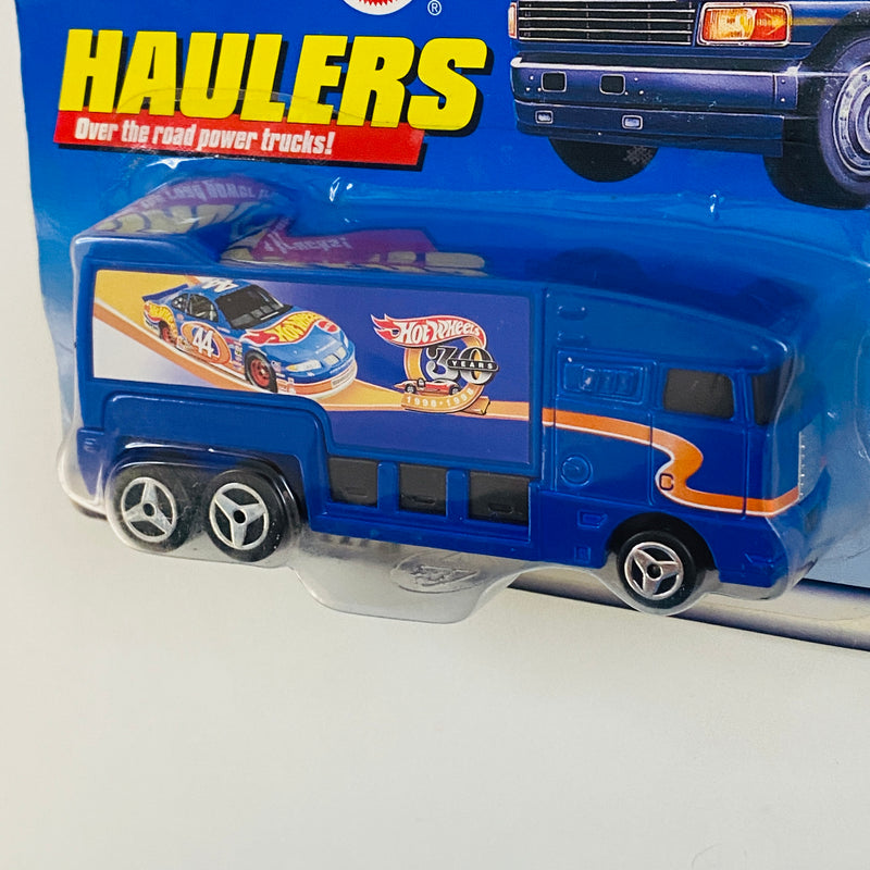 1999 Hot Wheels Haulers NASCAR 30 Anniversary Camión Trailer Conmemorativo azul 3SP