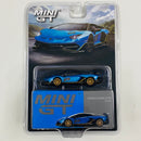 2024 Mini GT MiJo Exclusives 1:64 Limited Edition Lamborghini Aventador SVJ 63 Blu Aegir azul Llantas de Goma