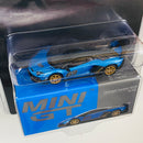 2024 Mini GT MiJo Exclusives 1:64 Limited Edition Lamborghini Aventador SVJ 63 Blu Aegir azul Llantas de Goma