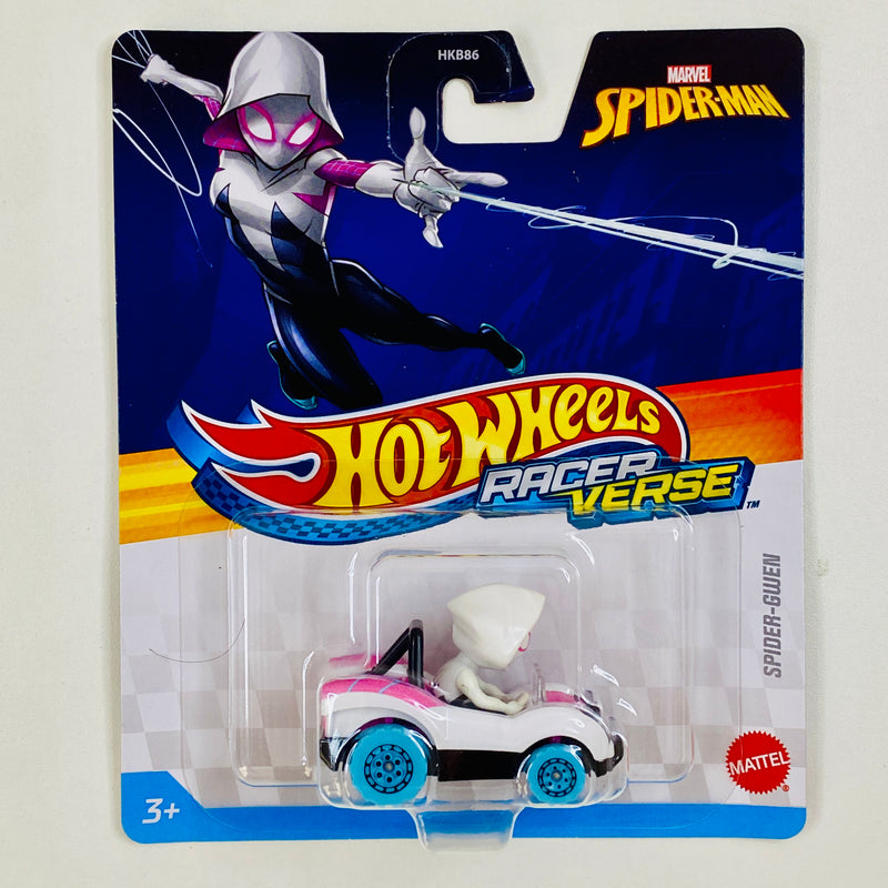 2025 Hot Wheels RacerVerse Marvel Spider-Man Spider-Gwen blanco RVD Base Metal