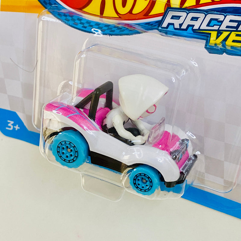 2025 Hot Wheels RacerVerse Marvel Spider-Man Spider-Gwen blanco RVD Base Metal