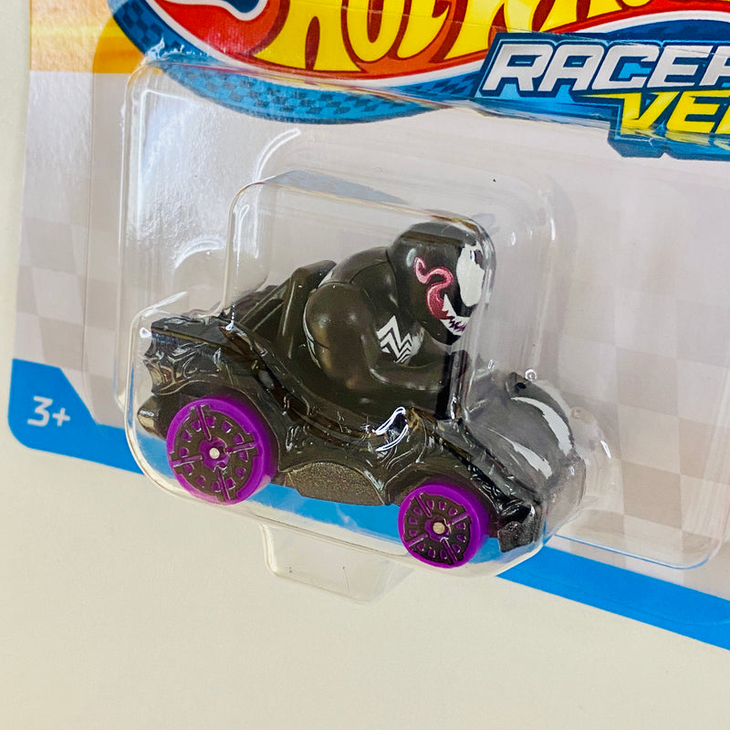 2025 Hot Wheels RacerVerse Marvel Spider-Man Venom negro RVD Base Metal Primera Edición
