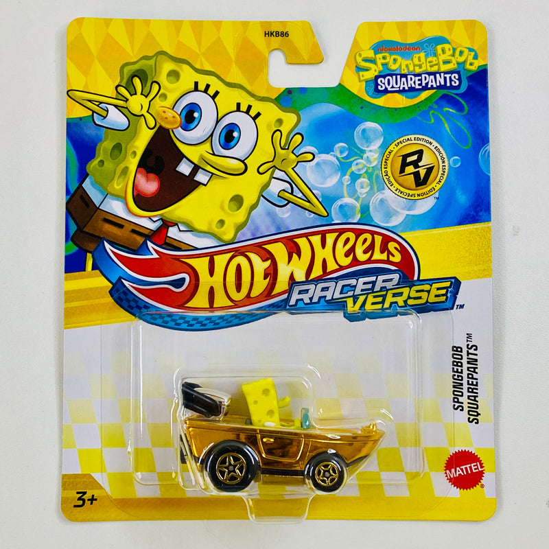 2025 Hot Wheels RacerVerse CHASE Special Edition Gold SpongeBob Squarepants Bob Esponja turquesa RVD Base Metal - CHASE de Edición Limitada