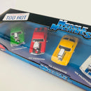2000 Maisto Muscle Machines California Too Hot Set de 5 - 66 Pontiac GTO, 69 Camaro, 63 Corvette, 66 Mustang, 70 Cuda - Llantas de Goma