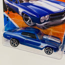 2011 Hot Wheels Muscle Mania Chevrolet 70 Chevelle SS azul metálico OH5 Tarjeta Europea