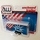 2021 Auto World Enclosed Trailer con Estatua de la Libertad y bandera de los Estados Unidos blanco Llantas de Goma