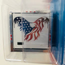 2021 Auto World Enclosed Trailer con Estatua de la Libertad y bandera de los Estados Unidos blanco Llantas de Goma