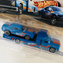 2021 Hot Wheels Car Culture Team Transport 18 Dodge Challenger SRT Demon y camión Retro Rig azul Llantas de Goma RR base ZAMAC