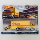 2022 Hot Wheels Car Culture Team Transport Porsche 962 y camión Sakura Sprinter amarillo Llantas de Goma RR