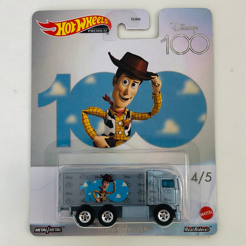 2023 Hot Wheels Premium Pop Culture Disney 100 Aniversario Toy Story Hiway Hauler celeste Llantas de Goma RR base ZAMAC