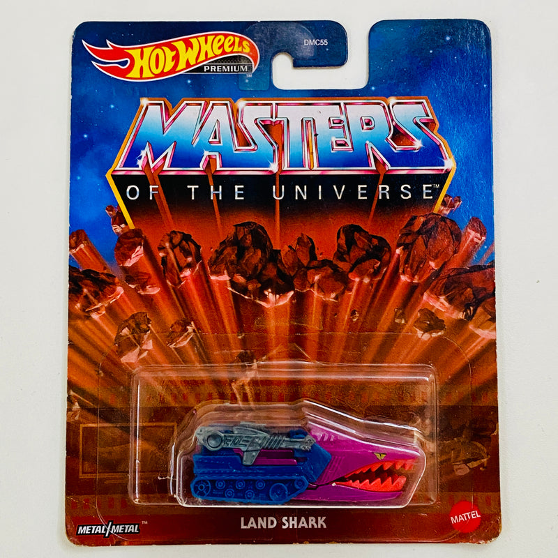 2022 Hot Wheels Premium Entertainment Masters of the Universe He-Man Land Shark morado con azul MC1 con 5SP Base Metal