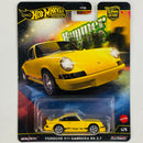 2025 Hot Wheels Premium Car Culture Hammer Drop Porsche 911 Carrera RS 2.7 amarillo Llantas de Goma RR