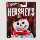2011 Hot Wheels Premium Nostalgic Brands Hershey's Twizzlers 70s Van rojo Llantas de Goma RR base ZAMAC