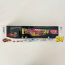 2009 Hasbro Winners Circle NASCAR Daytona 500 Jeff Gordon 24 DuPont Trailer Rig Camión negro con flamas Llantas de Goma