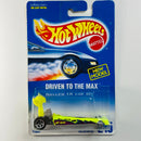 1997 Hot Wheels New Model Driven to the Max Dragster 245 amarillo fluorescente 5SP base ZAMAC