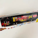 2009 Hasbro Winners Circle NASCAR Daytona 500 Jeff Gordon 24 DuPont Trailer Rig Camión negro con flamas Llantas de Goma