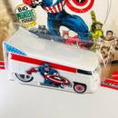 2021 Hot Wheels Premium Pop Culture Marvel Captain America Capitán Volkswagen T1 Drag Bus blanco Llantas de Goma RR base ZAMAC