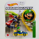 2021 Hot Wheels Mario Kart Luigi Mach 8 azul con amarillo MK Base Metal