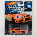 2023 Hot Wheels Premium Fast & Furious Rápidos y Furiosos Nissan Skyline GT-R BNR34 naranja Llantas de Goma RR - Color Paul Walker's Supra