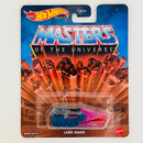2022 Hot Wheels Premium Entertainment Masters of the Universe He-Man Land Shark morado con azul MC1 con 5SP Base Metal