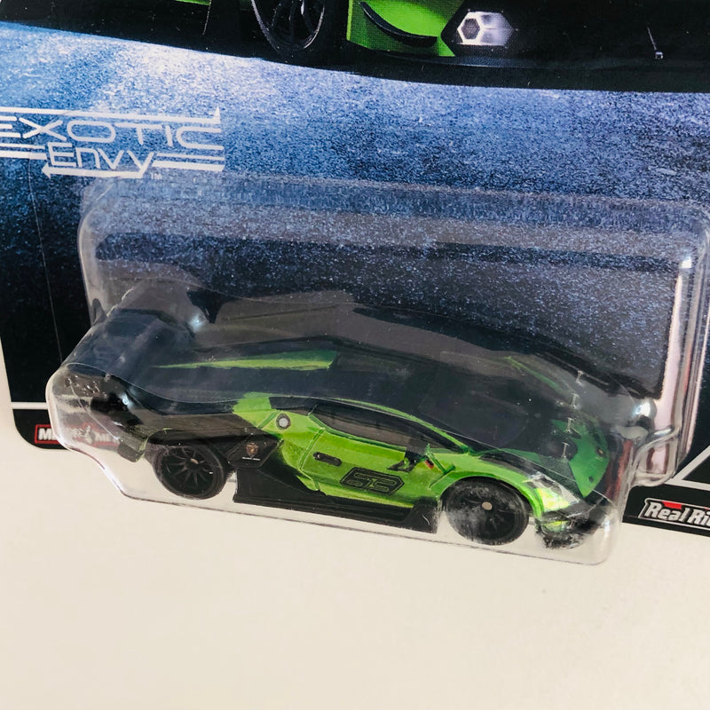 2022 Hot Wheels Premium Car Culture Exotic Envy Lamborghini Essenza SCV12 verde metálico Llantas de Goma RR