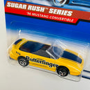 1998 Hot Wheels Sugar Rush Series 96 Ford Mustang Convertible amarillo 5SP base ZAMAC