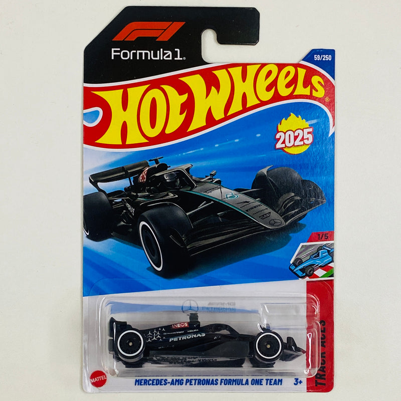 2025 Hot Wheels Track Aces Formula 1 Mercedes AMG Petronas Formula One Team negro AD Primera Edición
