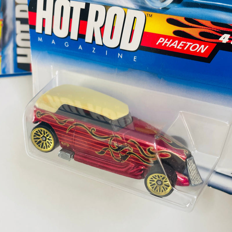 2000 Hot Wheels Hot Rod Magazine Series Colección Set de 4 - Phaeton, Track T, Tail Dragger 41 Ford Coupe, 33 Ford Roadster