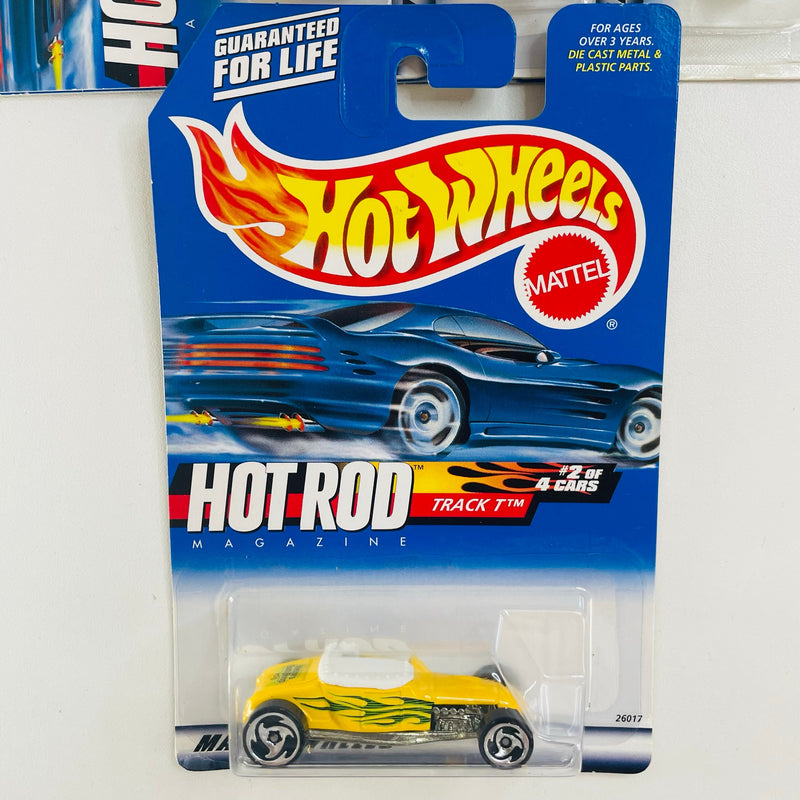2000 Hot Wheels Hot Rod Magazine Series Colección Set de 4 - Phaeton, Track T, Tail Dragger 41 Ford Coupe, 33 Ford Roadster